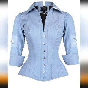 NWOT Cornflower Blue Corset Shirt